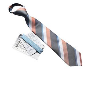 Littlest Prince Boys 2-5 Yr Orange Gray White Stripe Tie Necktie NEW Formal